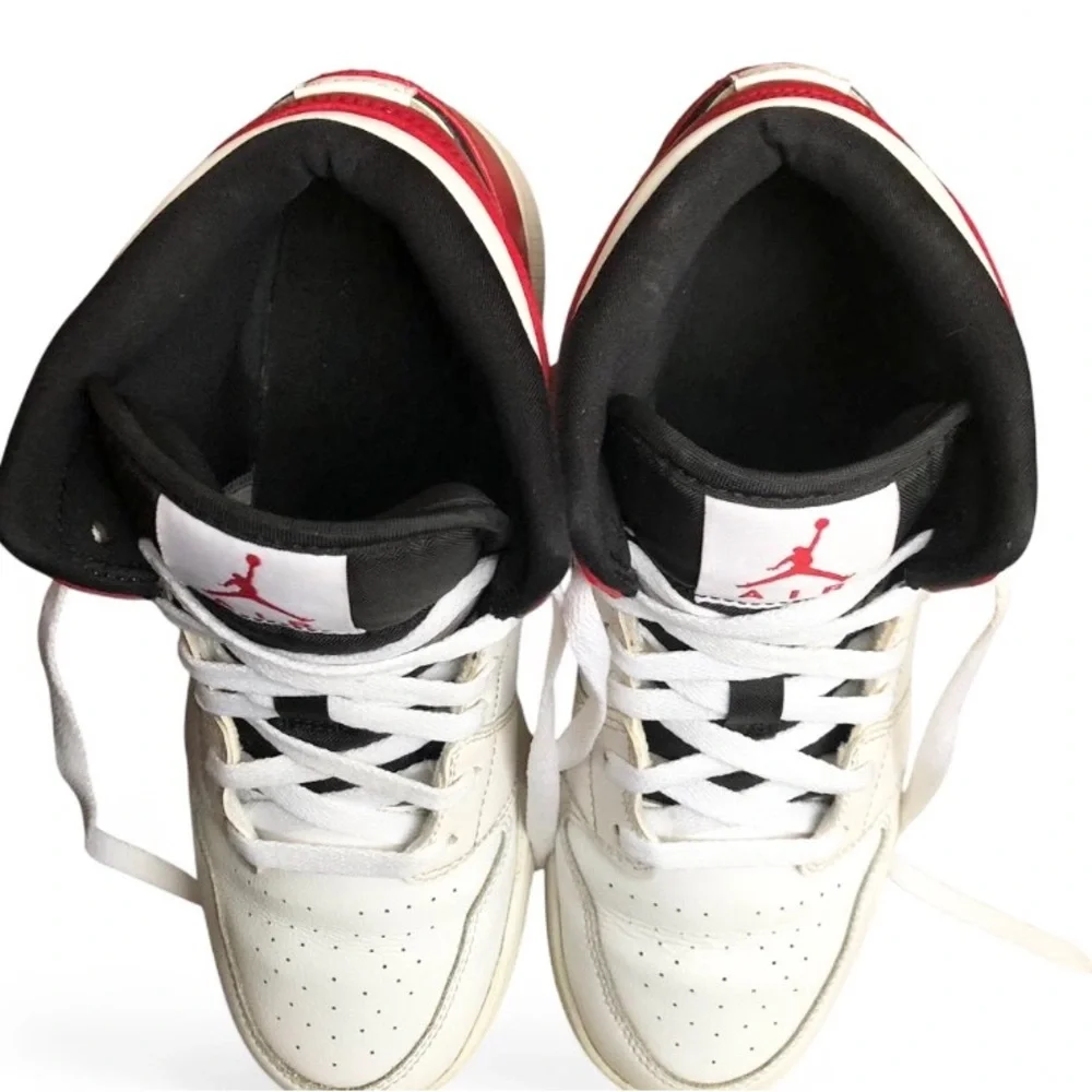 Size 7Y- Jordan 1 Mid White Chicago 2019 White Black Gym Red